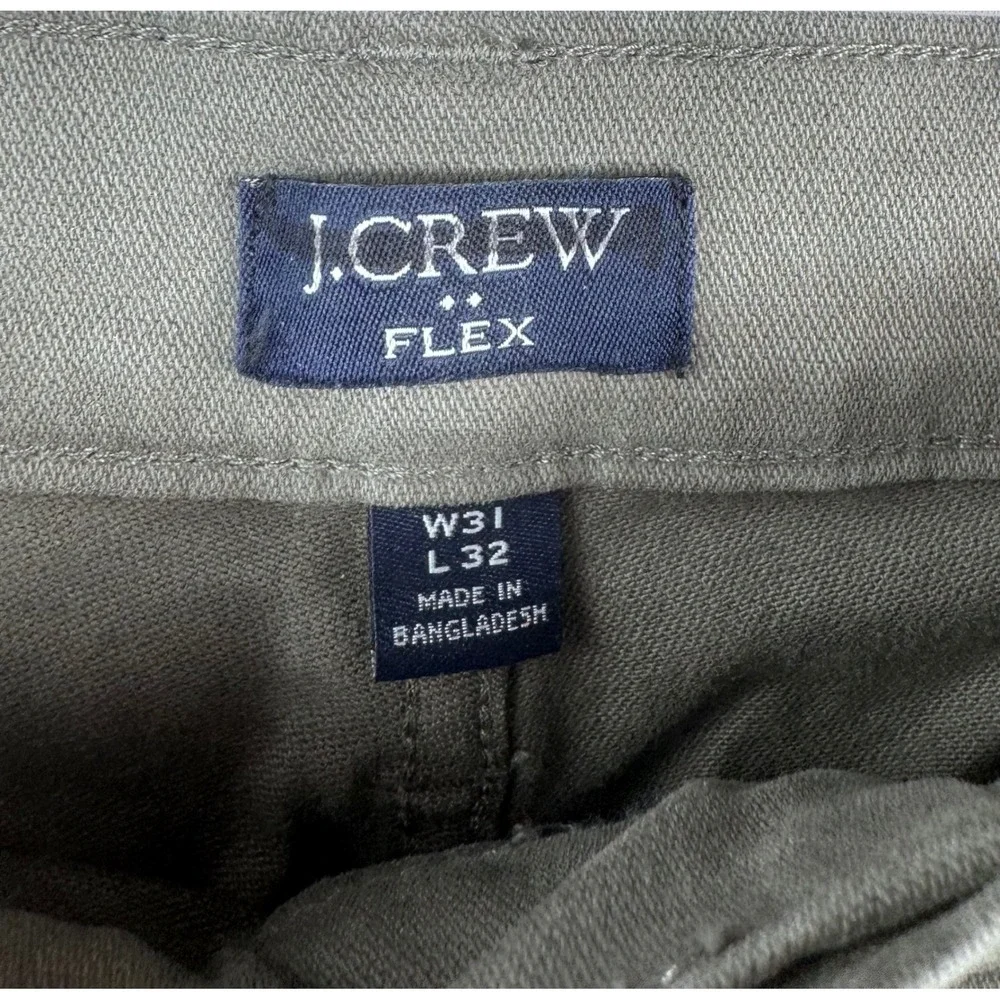 J.Crew Flex Straight Fit Pants sz 31x32 Olive‎ Green Khaki preppy work wear 90s